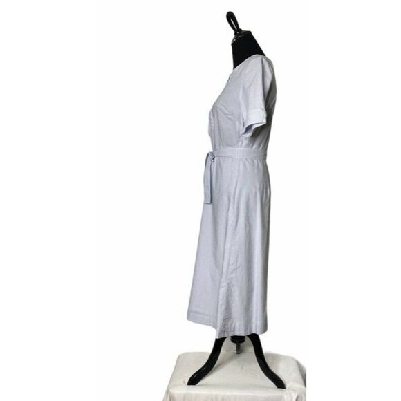 Merona Womens Shirt Dress White Blue Stripe Belted Ruffle‎ Short Sleeve 8 New - Picture 5 of 10
